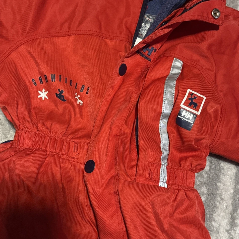 Traje de Nieve Helly Hansen Niños Talla 82/3 Rojo Azul Impermeable Aislado Una Pieza Foto 3 de 4