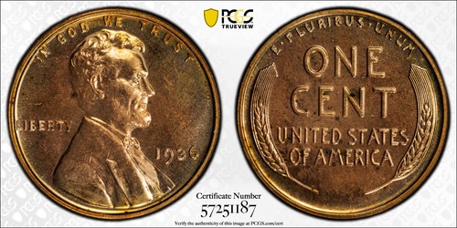1936 PROOF LINCOLN WHEAT CENT PCGS PR64 RD BRILLIANT BRIGHT RED LUSTER - Picture 3 of 4