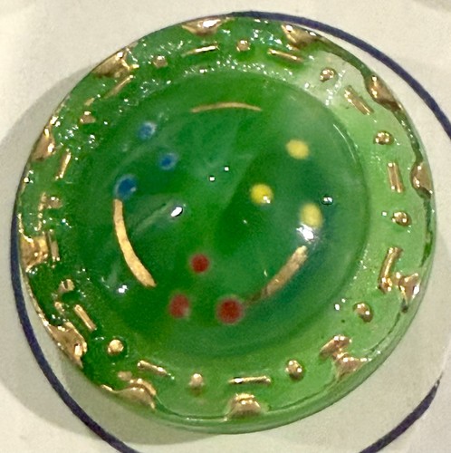 Antique Lot Of 1 2 Various Green Glass  Buttons With Gold Luster - Bild 5 von 14