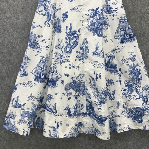 Avec Les Filles Sea Creatures Toile Dress Womens 10 Blue Mermaid Nautical - Picture 3 of 10