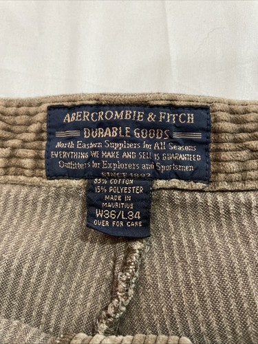 Vintage Abercrombie & Fitch Corduroy Brown Pants 36x34(33) Retro Baggy Y2K 90s - Picture 2 of 10