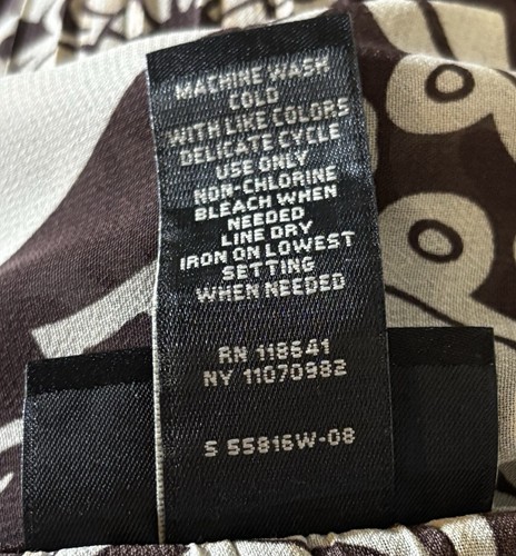 Lane Bryant Women’s Size 22/24 Brown & Cream Pleated Button Front Tie Blouse - Picture 6 of 6