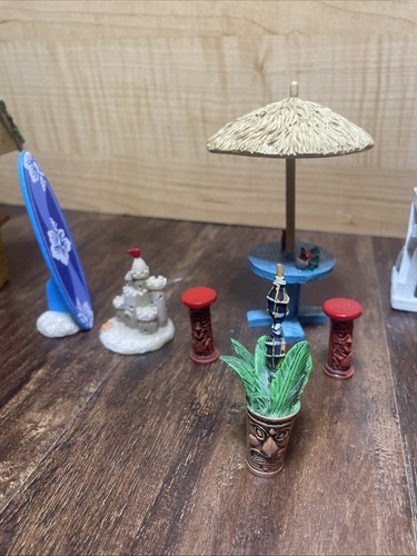 Decorative tiki bar beach set. 13 Piece.Great Condition Tallest Piece 5 Inches. - Picture 7 of 12