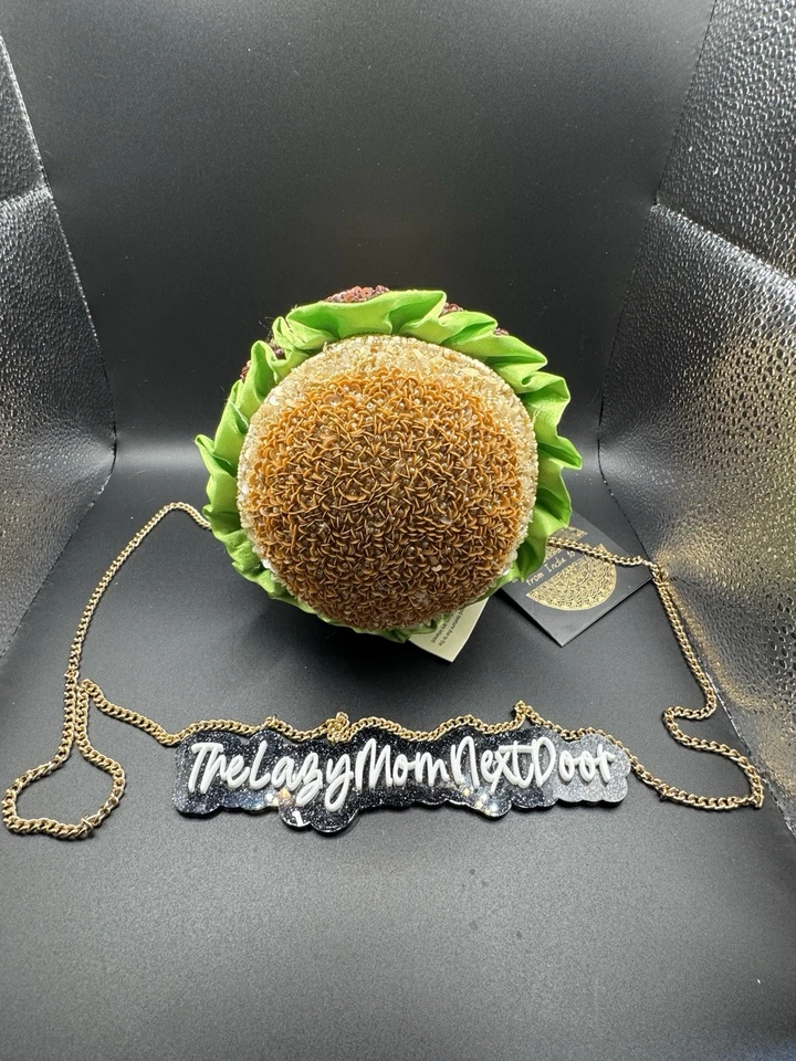 Bolso de hamburguesa con cuentas artesanal Viral India con cadena dorada Foto 2 de 3