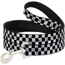 Pet Leash - Checker Weathered2 Black/White - 4 Feet Long - 1.5" Wide