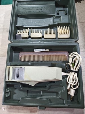 Vintage Craftsman Adjustable Hair Clipper Electric Green Case Guards Made In USA
