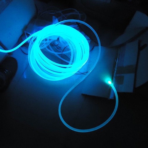 sourcing map Fibre Optique Lumineuse PMMA Latérale Lueur pour LED lumiere Guide à Maison Hotel Fibre Optique Câble Transparent 1.5mm 50M