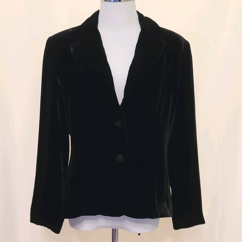 Rafaella Blazer Jacke schwarz Velours 2 Knöpfe gefüttert Damen 8 Viskose Seide Whimsigoth - Bild 2 von 8