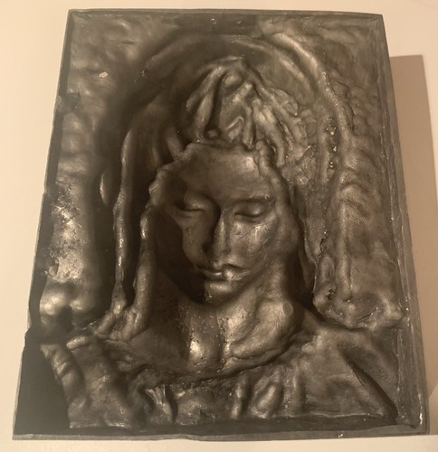 Metallguss Jungfrau Maria 3D Wandrelief 5,5 "x 7,75" mit einem Gewicht von 1,5 Pfund SIGNIERT - Bild 7 von 11