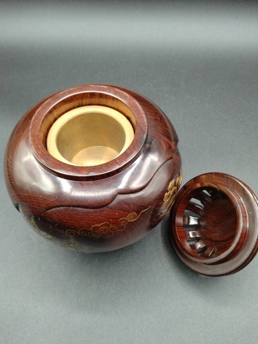 Echt Palisander Räuchergefäß von Unryu vergoldeter Lack Japan Vintage H5,5xB5inch - Bild 6 von 10