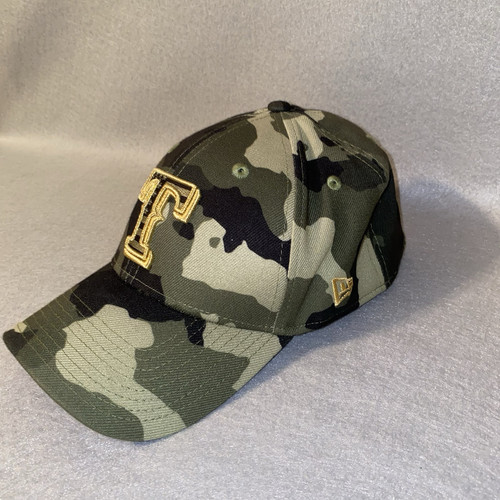 Texas Rangers Hat Cap Youth S/M Green Camo Armed Forces New Era 59Fifty On Filed - Picture 2 of 5