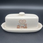 House of Lloyd Butter Dish Baked with Love 1989 Speckled Ceramic Country Decor