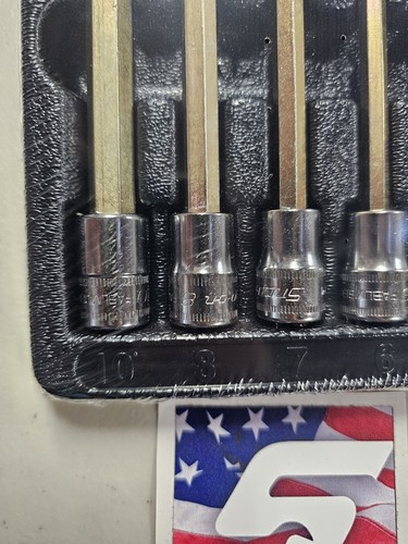 New Snap-on 206EFABLM 3/8" Drive 4-8 & 10 mm Metric Long Ball Hex Bit Socket Set - Picture 4 of 8