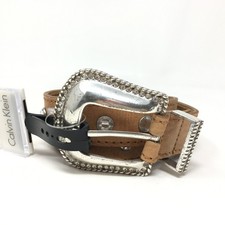 NEW Calvin Klein Belt Womens Size Large L Brown Leather Gemstones Vintage