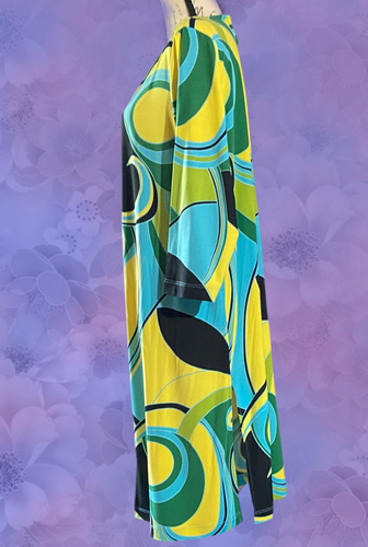 Retro Carolyn Strauss Womens 1X Open Front MCM Abstract Print Boho Duster Cover - Picture 5 of 6