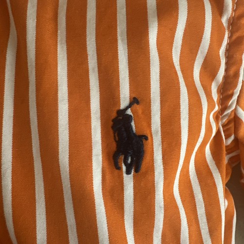 Camisa Ralph Lauren Bebé Niño Abotonada 9 Meses Manga Larga Naranja Blanco Rayas - Imagen 12 de 12