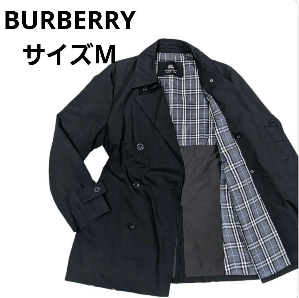 Burberry Black Label Classic Mens Trench Coat Size M Black Polyester Vintage Stylish-image