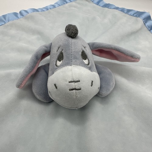 Disney Baby Blue Eeyore Lovey Security Baby Blanket Plush Satin Trim Edge - Picture 2 of 4