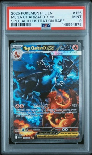 2025 POKEMON PFL SPECIAL ILLUSTRATION RARE #125 MEGA CHARIZARD X EX PSA 9