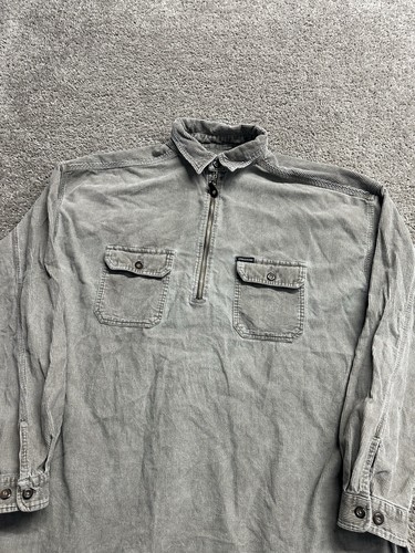 Vintage 90s Structure Mens Corduroy 1/2 Zip Pullover Collared Work Shirt Grey XL - Picture 4 of 10