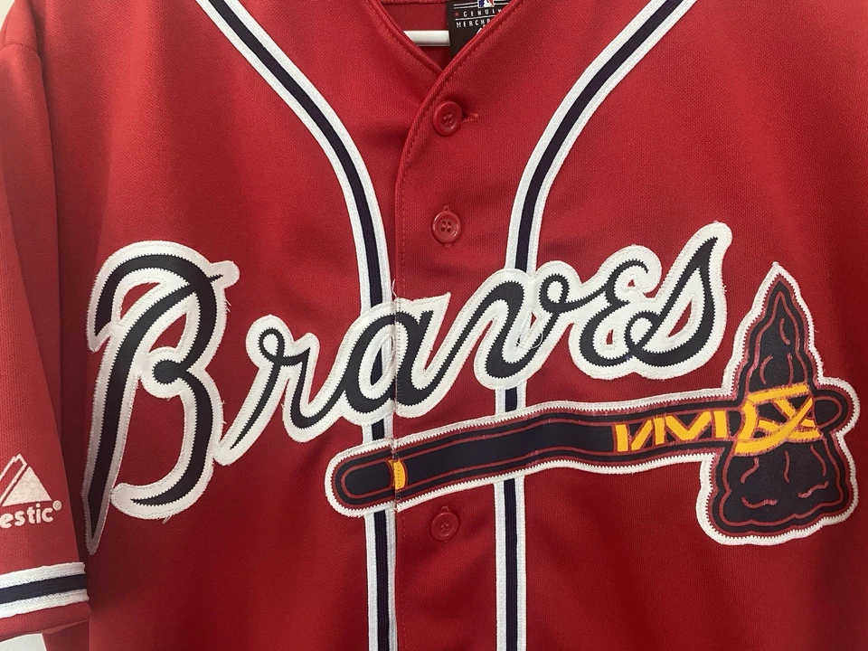 Camiseta de colección Majestic Atlanta Braves Chipper Jones rara #10 roja mediana Foto 3 de 4