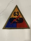 VTG WW2 Original 63rd US Army Armored Tank Division Military Patch w/ OD Border