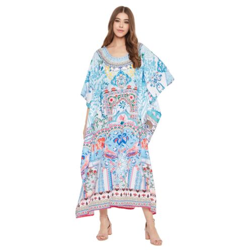 Women Kaftan Kimono Dress Summer Beach Wear Cover-Up Plus Size Long Maxi Dress - Picture 166 of 379
