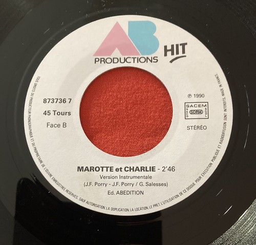 MAROTTE ET CHARLIE 1990 AB PRODUCTIONS HIT 8737367 VG++ VINYLE 45T SP - Picture 3 of 4