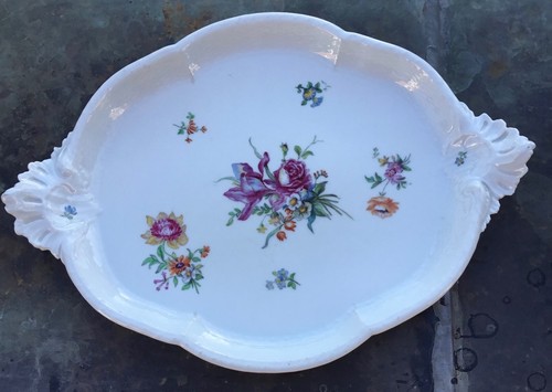 Altes KPM Berlin Großes mehrpassiges Tablett Blumenmalerei Korbrelief 2. Wahl - Bild 5 von 10