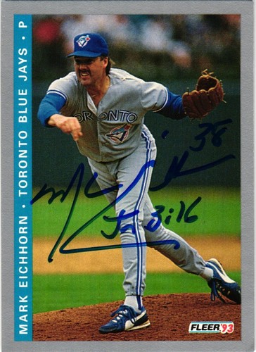 Mark Eichhorn #F-292 Signed 1993 Fleer FInal MLB Baseball Card AUTO Blue Jays - Picture 1 of 2