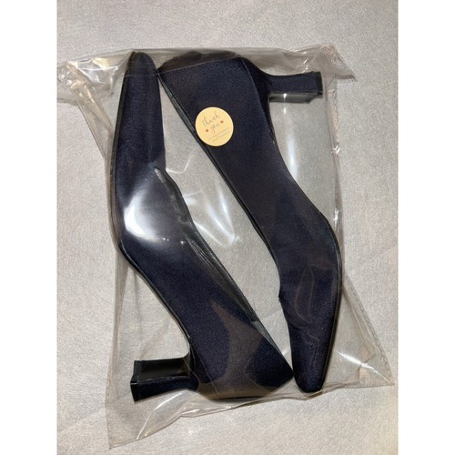 Stuart Weitzman Vintage 80er Damen-Pumps eckige Zehenpartie marineblau Größe 8B Karriere - Bild 3 von 13