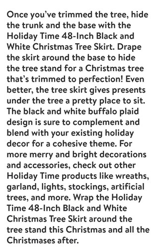 Neu mit Etikett Holiday Time 48" Weihnachtsbaumrock schwarz Büffel - Bild 7 von 8
