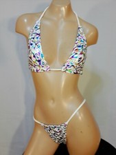 Exotic dancer stripper medium multicolor 2 pc bikini dance outfit-dancewear