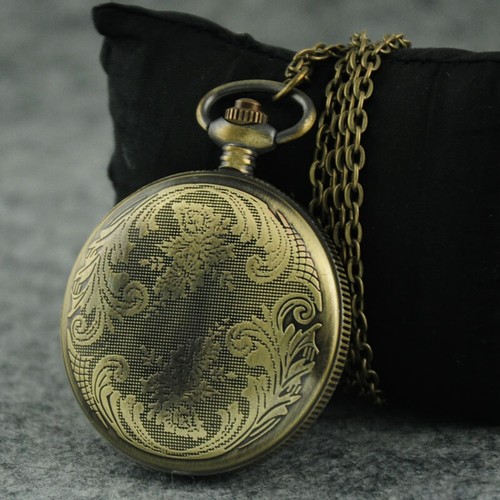Unisex Retro Steampunk Pocket Watch Pendant Quartz Full Hunter Round Dial Watch - Picture 7 of 10