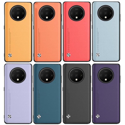 For OnePlus7 7Pro 7T 1+7t Pro Plain Leather Fabric Coated Rubber hard case cover - Picture 4 of 39