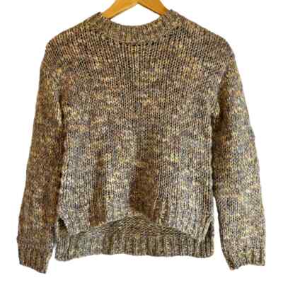 Treasure Bond Women s Chunky Cropped Alpaca Wool Blend Rainbow Knit Sweater