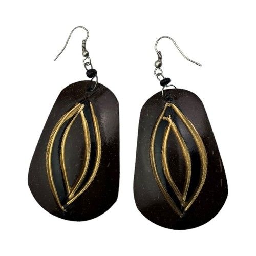 Africa Handmade Ethnic Coconut Shell Earrings - Unique African Jewelry - Picture 1 of 10