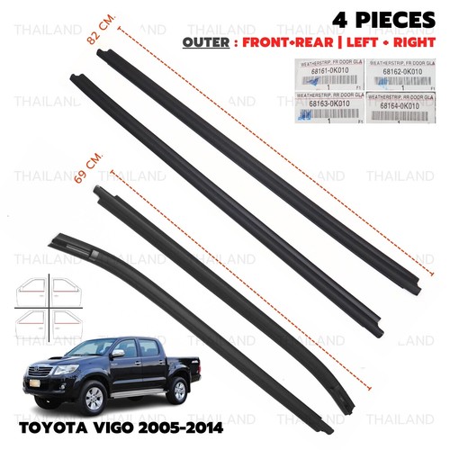 For Toyota Hilux Vigo Fortuner 2005 - 14 Set 4Dr Outer Weatherstrip Door Belt - Picture 3 of 10