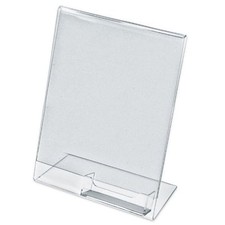 10 Acrylic 8.5x11 Slanted Picture Frames with Attached Business Card Holder