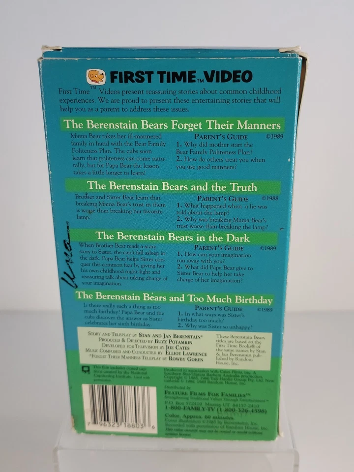 The Berenstain Bears Forget Their Manners VHS Tape (1989) Vintage 80s First Time - Image 2 of 4