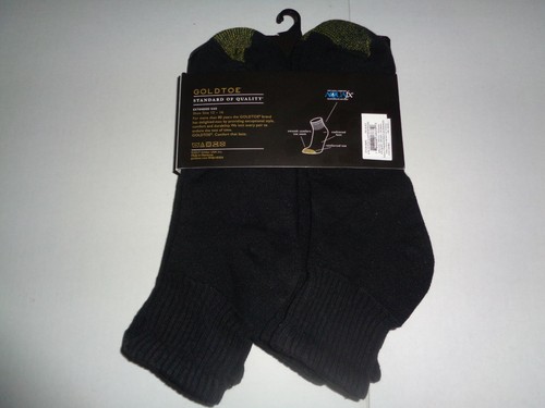 GoldToe Extended Size Cotton Quarter Ankle Socks 6-Pair Black Men's Size 12-16 - Picture 3 of 6