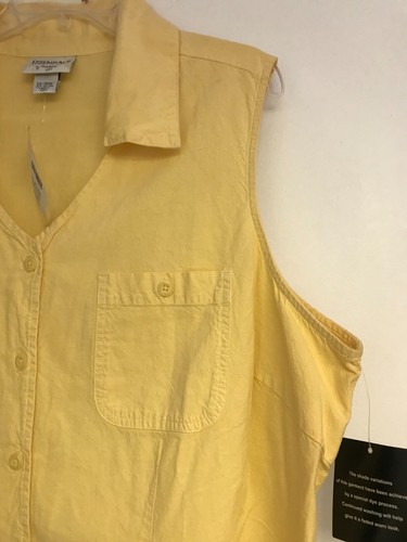 Essentials by Maggie 224 24W Yellow Sleeveless Button Up NEW Collar 100% Cotton - Picture 4 of 11