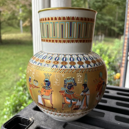 Kaiser Theben König Tut Ägyptischer Pharao Tutanchamun Keramik Vase 8" Deutschland 21 - Bild 19 von 24