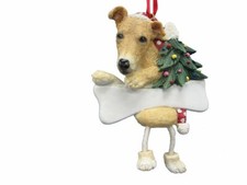 FAWN GREYHOUND-Dangling Legs Dog Christmas Ornament by E S Pets