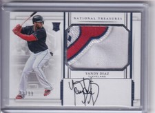 2017 National Treasures AUTO WAHOO Patch Yandy Diaz 90/99 Cleveland Indians