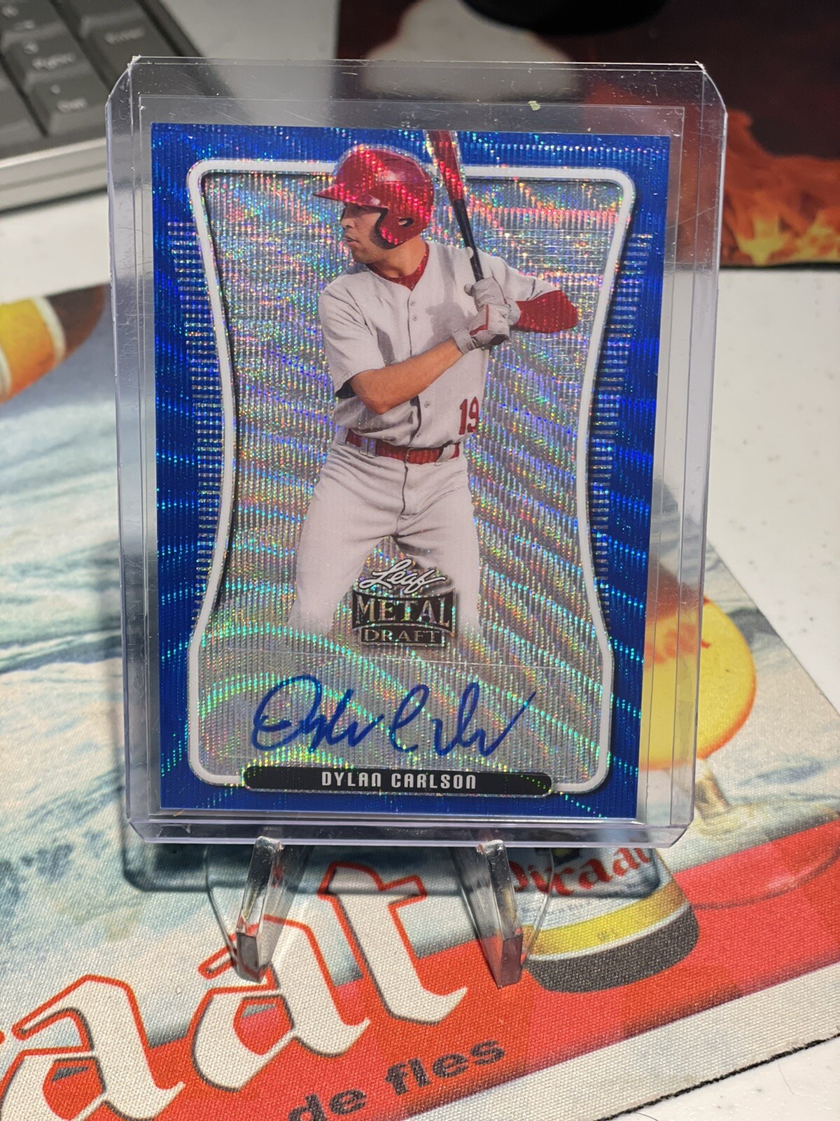 Dylan Carlson 2020 Leaf Metal Draft Blue Wave Auto 14/20 RC. CARDINALS