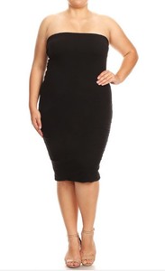 Women-039-s-Black-Bodycon-Tube-Midi-Dress-Plus-Size-1X-2X-3X-Free-Shipping