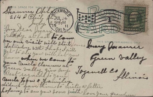 1911 BLISS OK Shawnee Okla PONCA INDIANERHÄUPTLINGE Indianer Pferde Postkarte - Bild 2 von 2