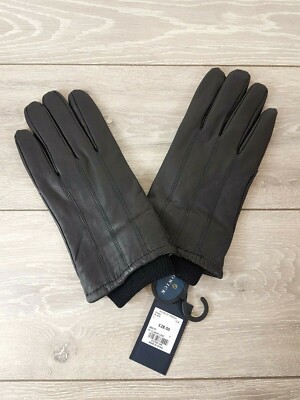 House of Fraser Howick Sheep Real Leather Cuff Gloves Men's Warm Winter  Black UK