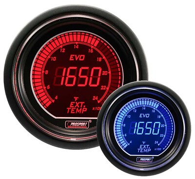 EGT Gauge 52mm EVO Series Prosport Red and Blue display 